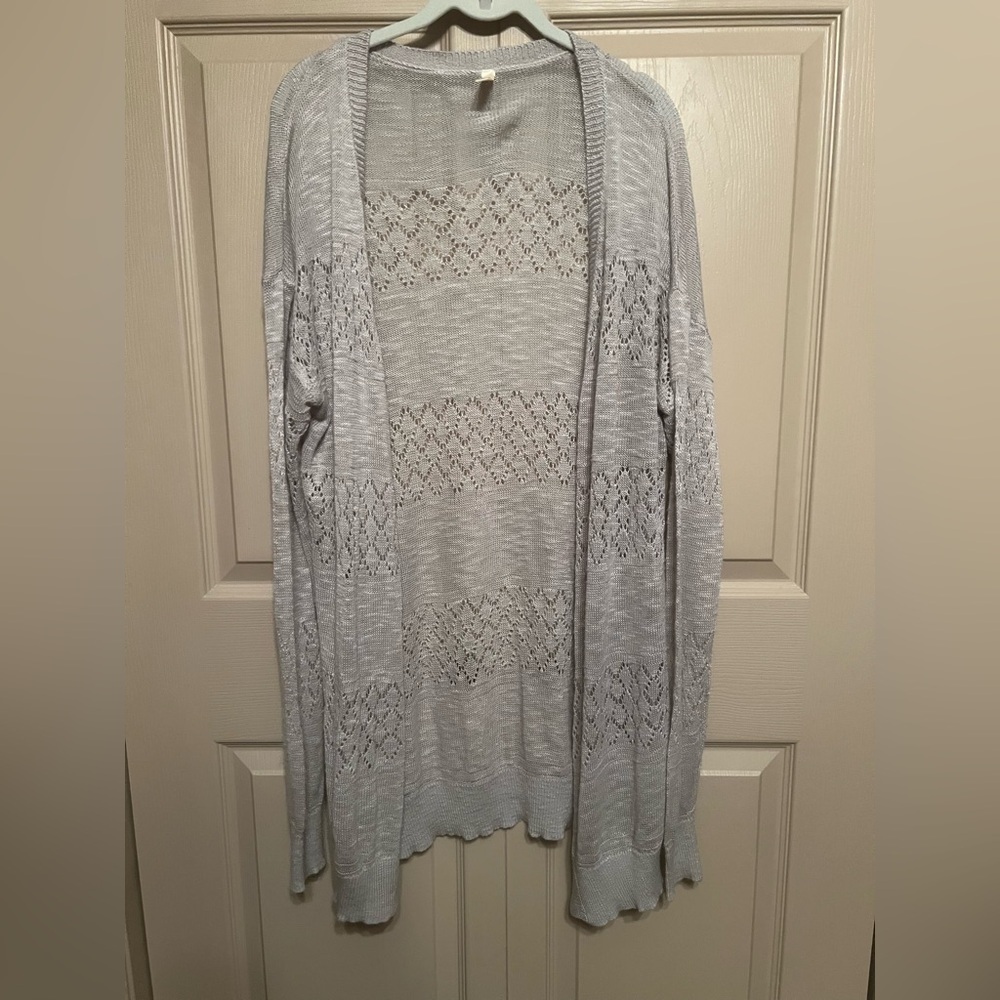 Women's Light Gray Open-Front Sweater